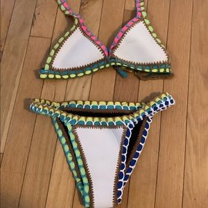 White colorful bikini